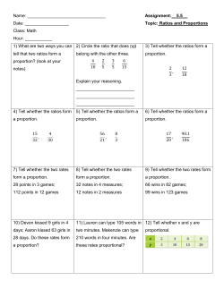 Topic: Ratios and Proportions Class: Math Ho