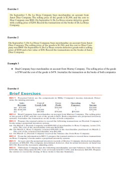 Exercise 1 Exercise 2 Example 3 Brad Company buys merchandise