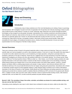 Sleep and Dreaming - Psychology