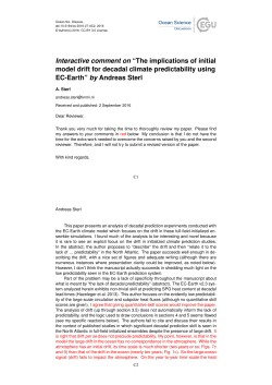 Interactive comment on &ldquo;The implications of initial model drift for