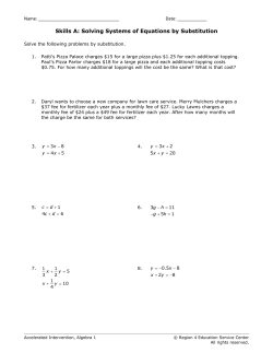 Skills A: Solving Systems of Equations by Substitution