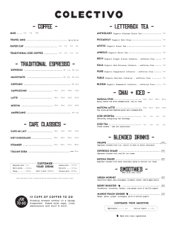 Drink Menu - Colectivo Coffee