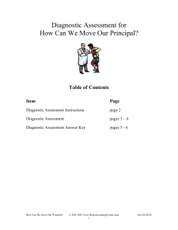 Unit Plan Diagnostic Assessment for