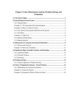 Chapter 2 Units, Dimensional Analysis, Problem Solving