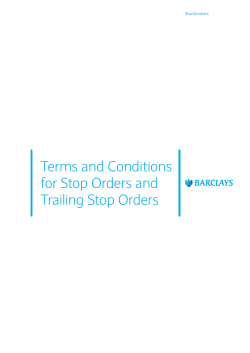 Terms and Conditions for Stop Orders and Trailing Stop Orders