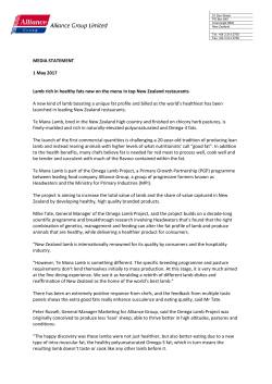 Lamb rich in healthy fats now on the menu in top New Zealand