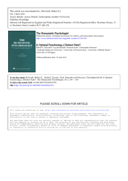 The Humanistic Psychologist Is Optimal Functioning a Distinct State?