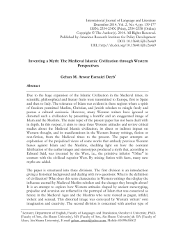 Inventing a Myth: The Medieval Islamic Civilization through Western