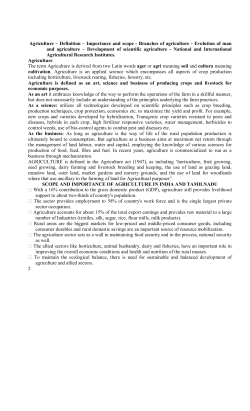 Agriculture &ndash; Definition &ndash; Importance and scope