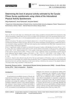 Determining the level of physical activity estimated by the Canada