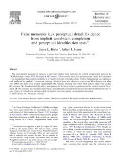 False memories lack perceptual detail: Evidence from implicit word