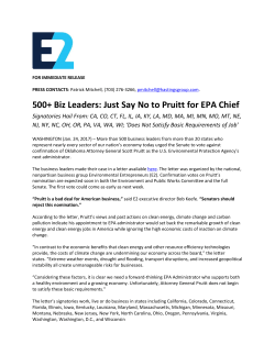 500+ Biz Leaders: Just Say No to Pruitt for EPA Chief