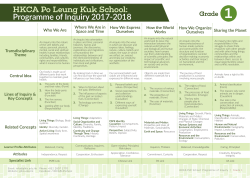 HKCA Po Leung Kuk School: Programme of Inquiry 2017-2018