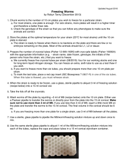 Freezing/Thawing Worms for Long-Term Storage