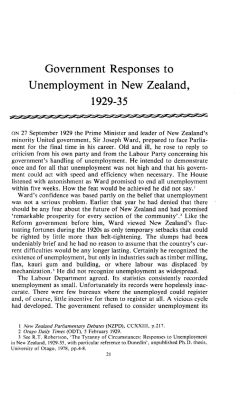 Government Responses to Unemployment in New Zealand, 1929-35