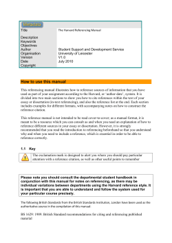 How to use this manual - University of Leicester