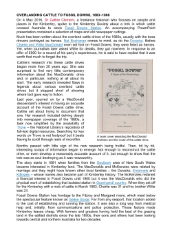 Overlanding cattle to Fossil Downs, 1883-1886.