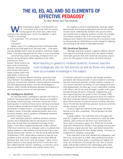 the iq, eq, aq, and sq elements of effective pedagogy