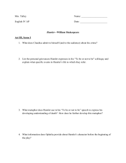 Hamlet—William Shakespeare Act III, Scene