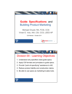 Guide Specifications and Building Product Marketing Division 00
