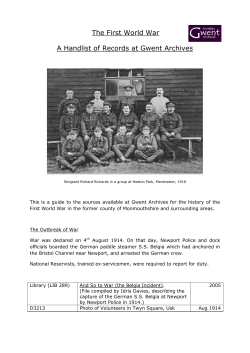 A Handlist of Records at Gwent Archives The First World War