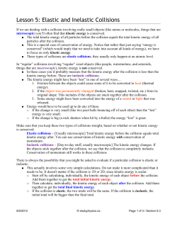 Lesson 5: Elastic and Inelastic Collisions
