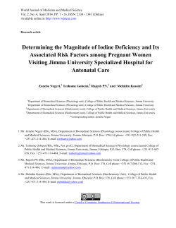 Determining the Magnitude of Iodine Deficiency and Its Associated