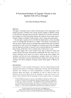 A Functional Analysis of Copular Clauses in the Spoken