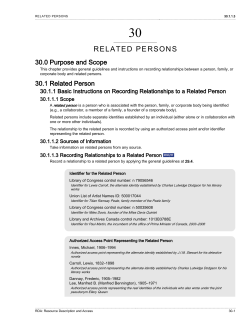 RDA: Resource Description and Access: Chapter: 30: Related Persons