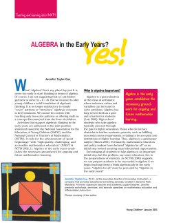 Algebra in the Early Years? Yes!