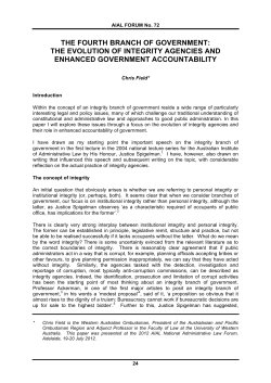 the fourth branch of government: the evolution of integrity