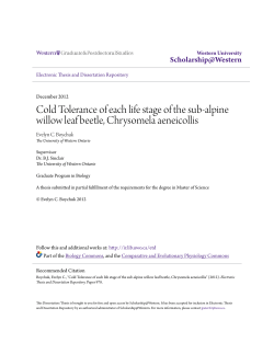 Cold Tolerance of each life stage of the sub