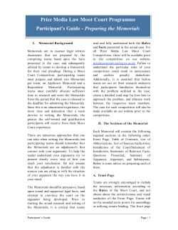 Participant`s Moot Guide- Memorials