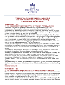 Presidential Thanksgiving Proclamations 1920-1929