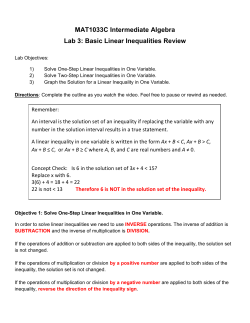 MAT1033C Intermediate Algebra Lab 3: Basic Linear Inequalities