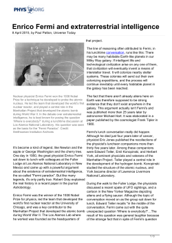Enrico Fermi and extraterrestrial intelligence