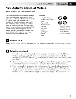 12C Activity Series of Metals