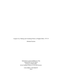 Unquiet City: Making and Unmaking Politics in Mughal Delhi, 1707