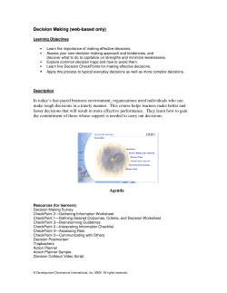 Decision Making (web-based only) In today`s fast