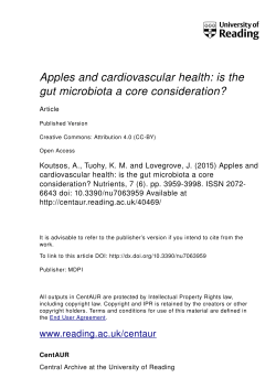 Apples and Cardiovascular Health&mdash;Is the Gut Microbiota a Core