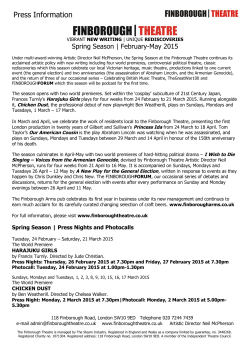 Press Information - Finborough Theatre