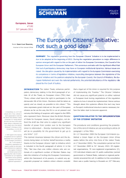 the European Citizens` initiative: not such a good idea?