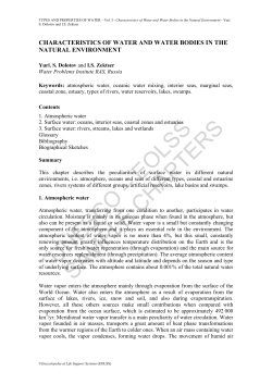 Characteristics of Water and Water Bodies in the Natural