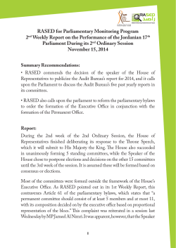 RASED for Parliamentary Monitoring Program 2nd Weekly Report