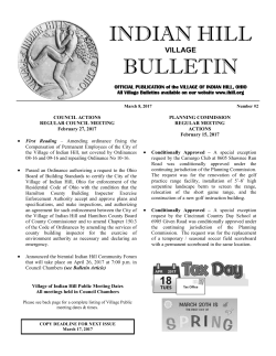 March 8, 2017 - The Village of Indian Hill