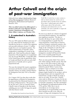 Arthur Calwell and the origin of post-war immigration