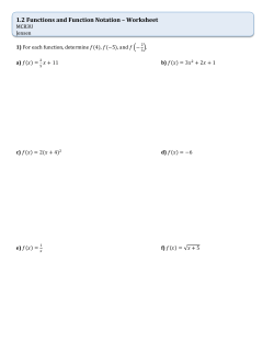 1.2 Functions and Function Notation &ndash; Worksheet