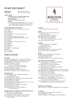 Staff List - Bolton School