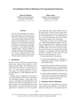 An Evaluation of Parser Robustness for Ungrammatical Sentences