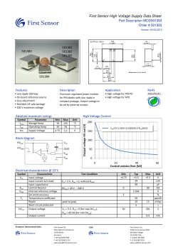 First Sensor High Voltage Supply Data Sheet